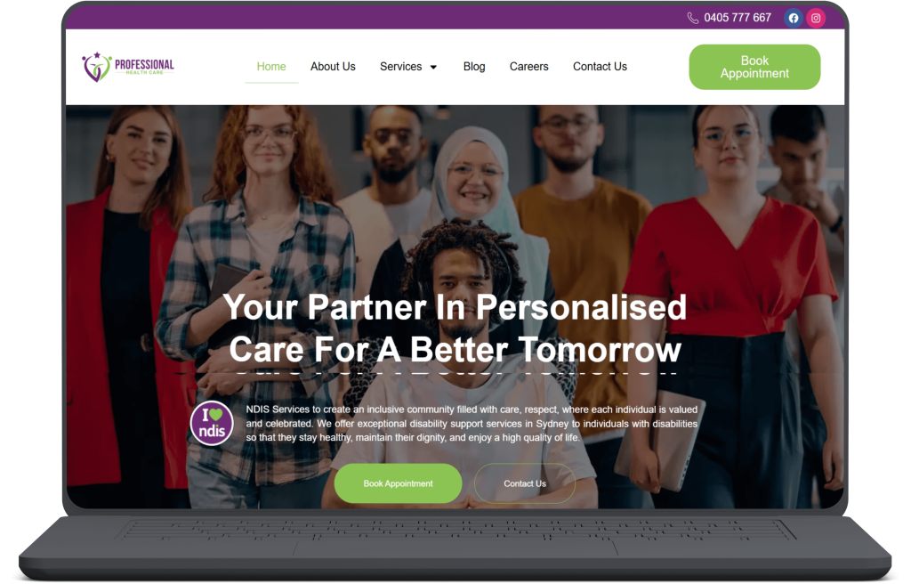 ICT Growth our clients professional health care ndis website